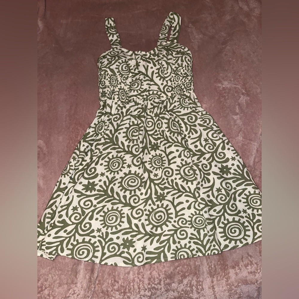 Marshalls Green and Cream Midi Dress